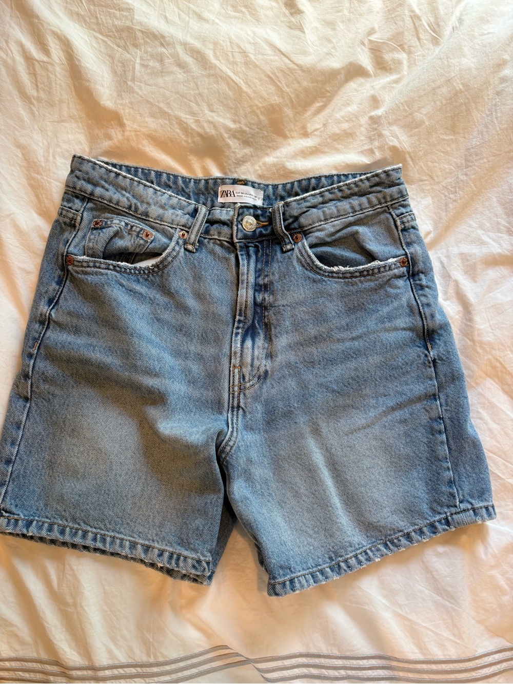 ZARA Light Blue High-Rise Denim Shorts